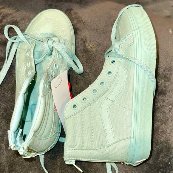 NWT Vans KS8-Hi Zip (Mono) sparkly TEAL / TURQUOISE / MINT VANS GIRL OR BOY - Picture 8 of 12